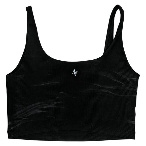 All Access Tempo Crop Rib Bra Women's Shaper Sz M Black - Picture 2 of 4